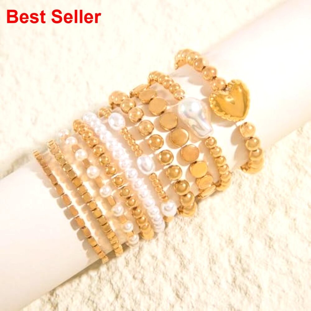 Stackable Stretch Bracelets With Pearl Beads And … - image 4
